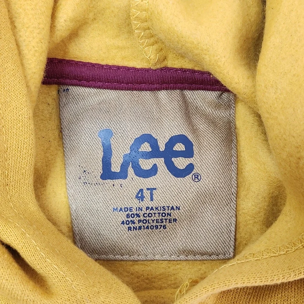 Lee Hoodie Boys 4T Yellow Pullover Sweatshirt Stripe Logo Fleece‎ 19005513